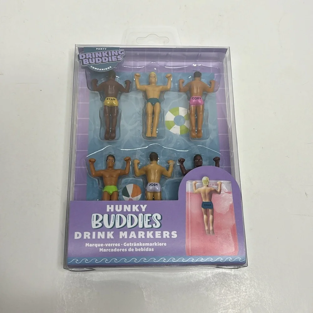 Hunky Buddies | Hunky Men Drink Markers | Drink Buddies | Party Gay Pride NWT